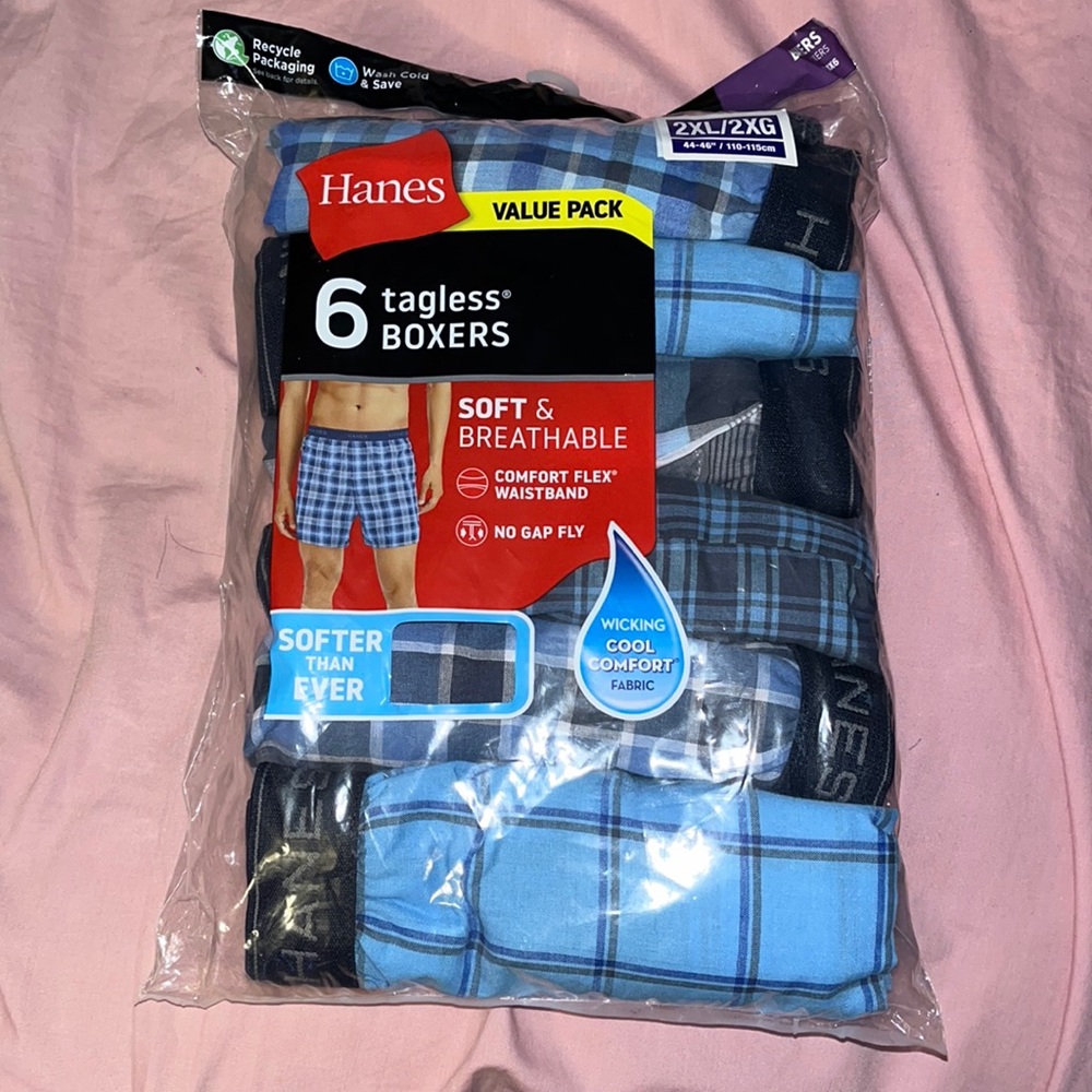 Hanes Mens Value Pack Tagless Boxers 6 Pack